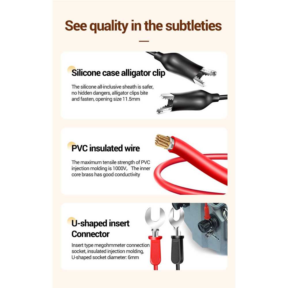 Kabel Digital Multimeter Aligator U Shape Wire Retardant 1000 V Kabel Pengganti Material Silicone Rubber Line