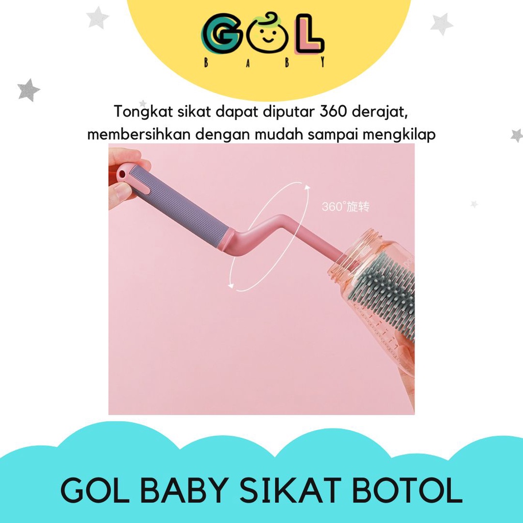 GOL Baby Set 3 in 1 Sikat Botol Bayi Silikon Bottle Nipple Straw Silicone Brush