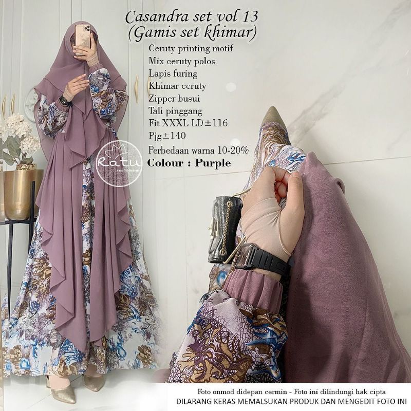 CASANDRA SET VOL.13 BY RATU (GAMIS SET KHIMAR) Set muslimah premium rekomended