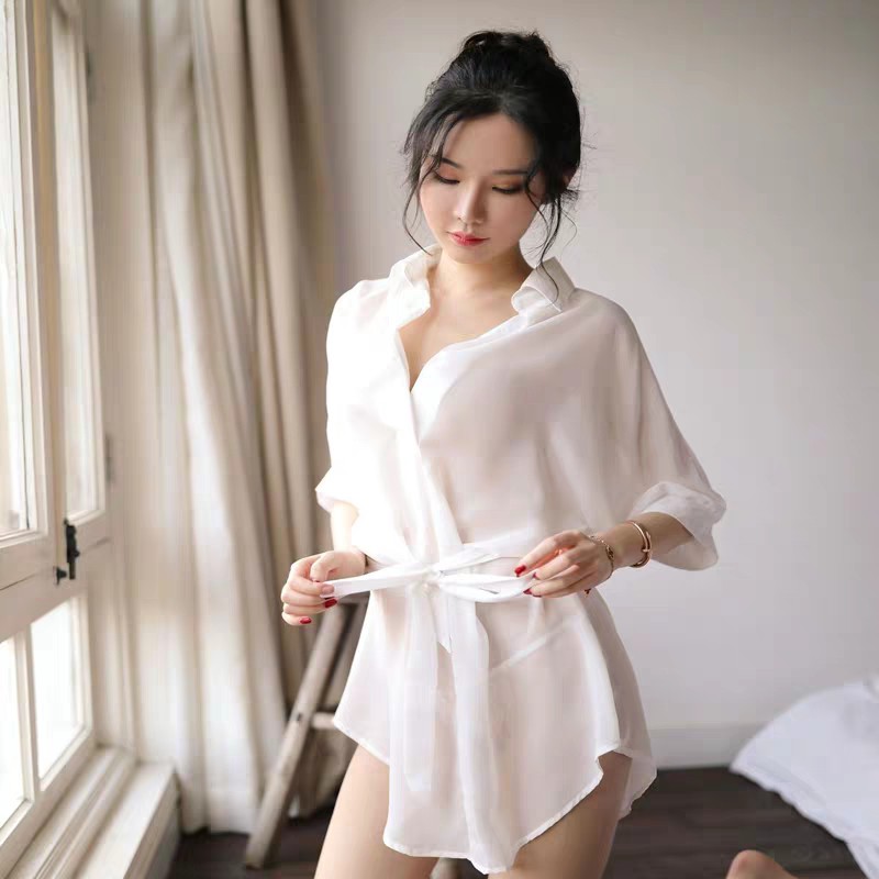 lingerie wanita Kimono set g string Piyama transparan kimono baju tidur A322