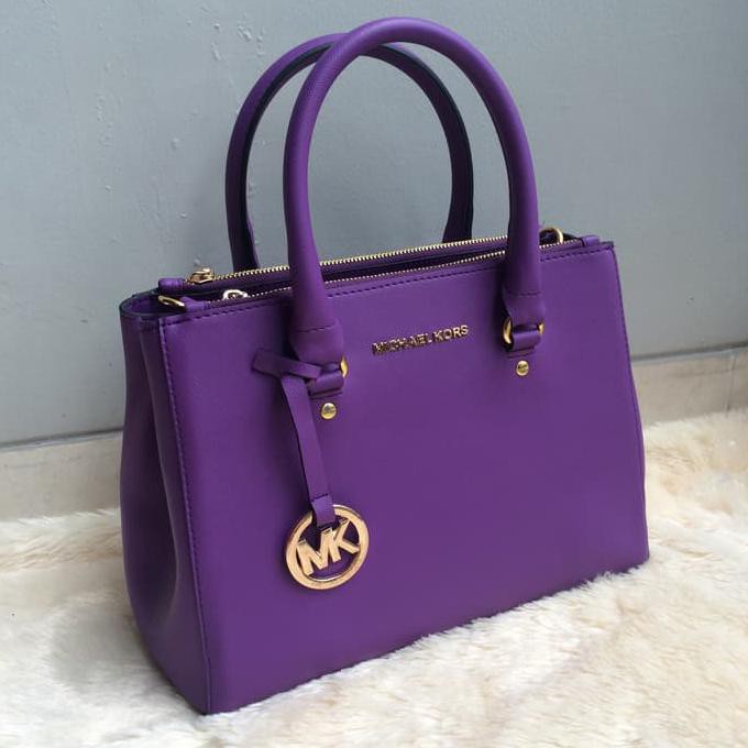 promo tas wanita cewek branded kado handbag michael kors mk sutton ungu terbaru