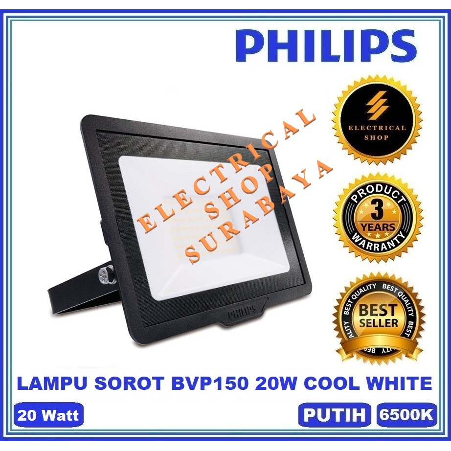 PHILIPS LAMPU SOROT BVP150 20W LED 17 PUTIH (GROSIR) FLOOD LIGHT TEMBAK BVP132 20 W WATT 20WATT