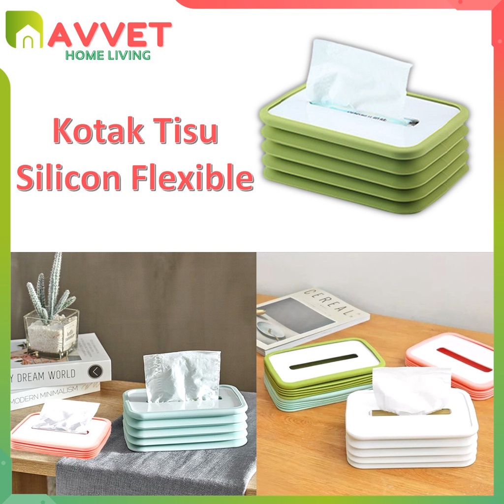 AVVET Kotak Tisu Flexibel Tempat Tisu Lipat Kotak Tissue Foldable Silicone Lifting Tissue Box Serbaguna