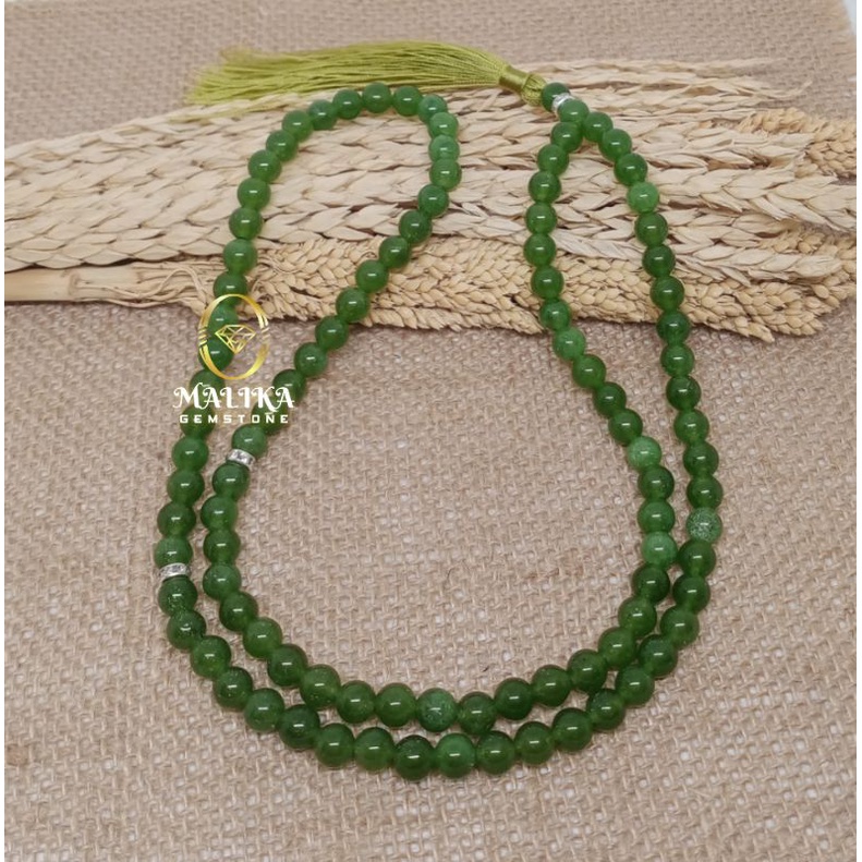 TASBIH BATU NATURAL GIOK HIJAU 6MM 99 BUTIR