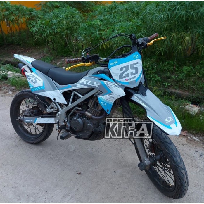 Decal Stiker Klx Bf 150 Dekal Striping Sticker New Klx Bf Extreme Dekal Klx 150 G Supermoto Abu Biru