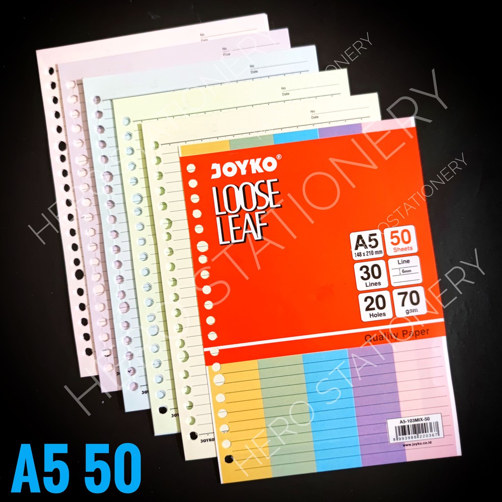 

Kertas isi file loose leaf colour mix warna joyko A5 50 lembar