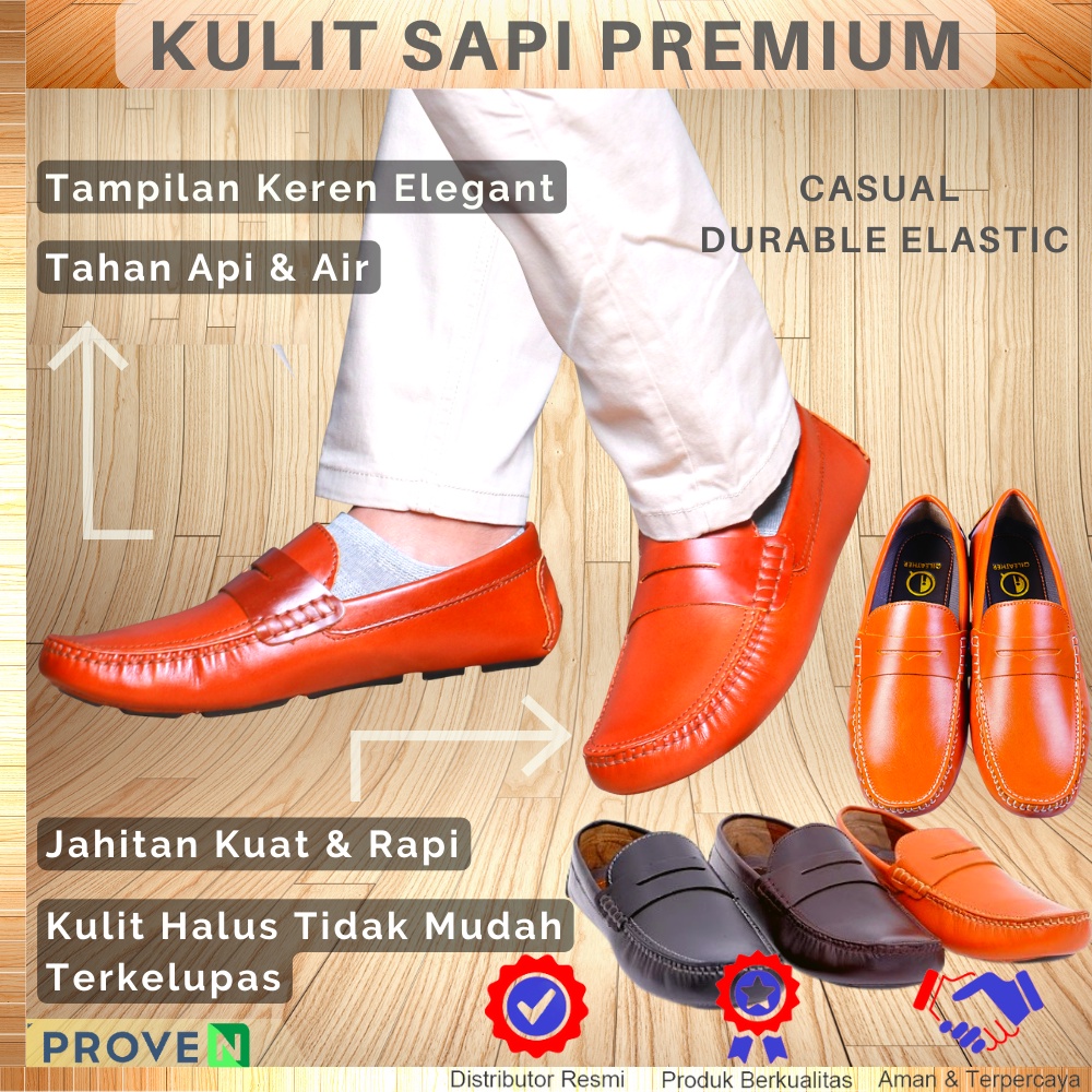 Sepatu Kulit Pria Asli Terbaik Sepatu Kantor Casual Kasual Kulit Sapi Asli Premium FR02 GARANSI ORIGINAL