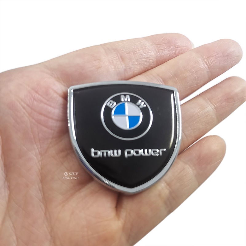 2pcs Stiker Emblem Logo BMW POWER Bahan Metal Untuk Dekorasi Mobil