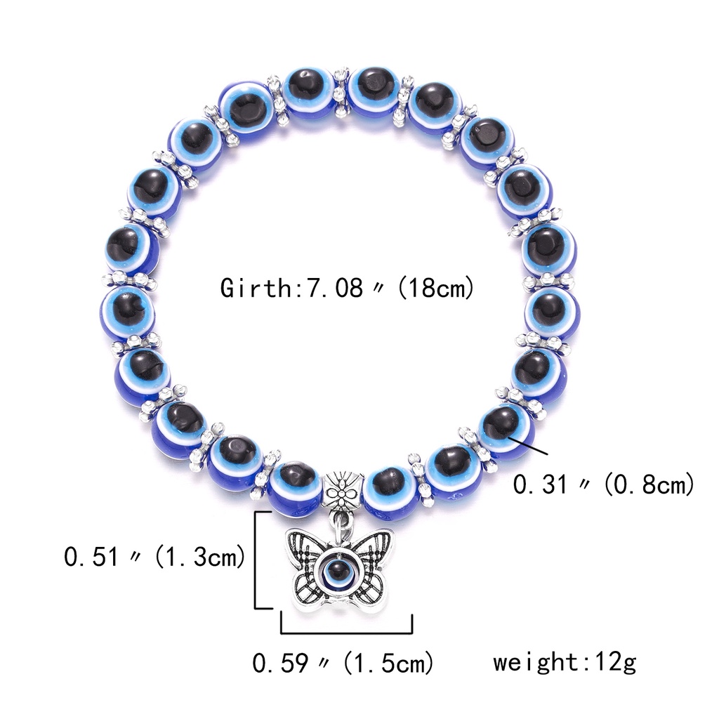 Gelang Tangan Elastis Desain Hewan Gajah / Kupu-Kupu / Mata Iblis Hollow 8mm Untuk Pria / Wanita