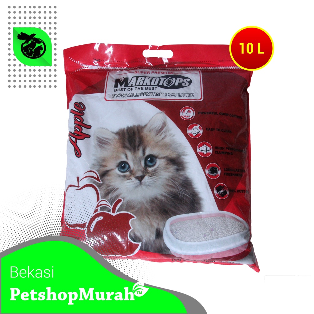 Pasir Kucing Markotops 10 Liter Cat Litter 10ltr Gumpal Clumping Wangi