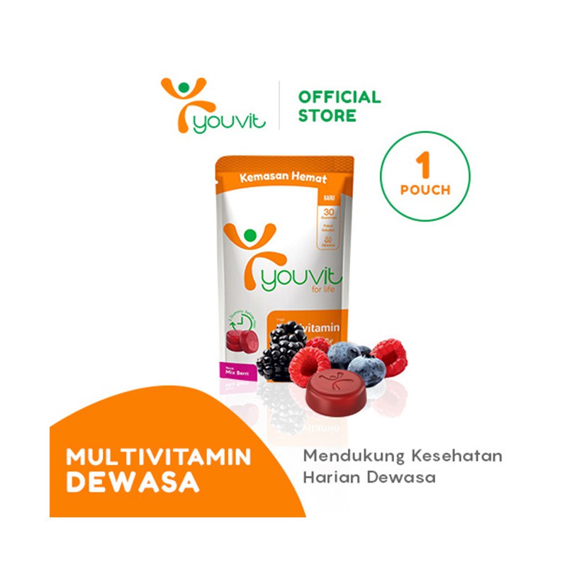 Best Seller!! YOUVIT Multivitamin Gummy Dewasa Pouch Isi 30 Gummy / MULTIVITAMIN DEWASA