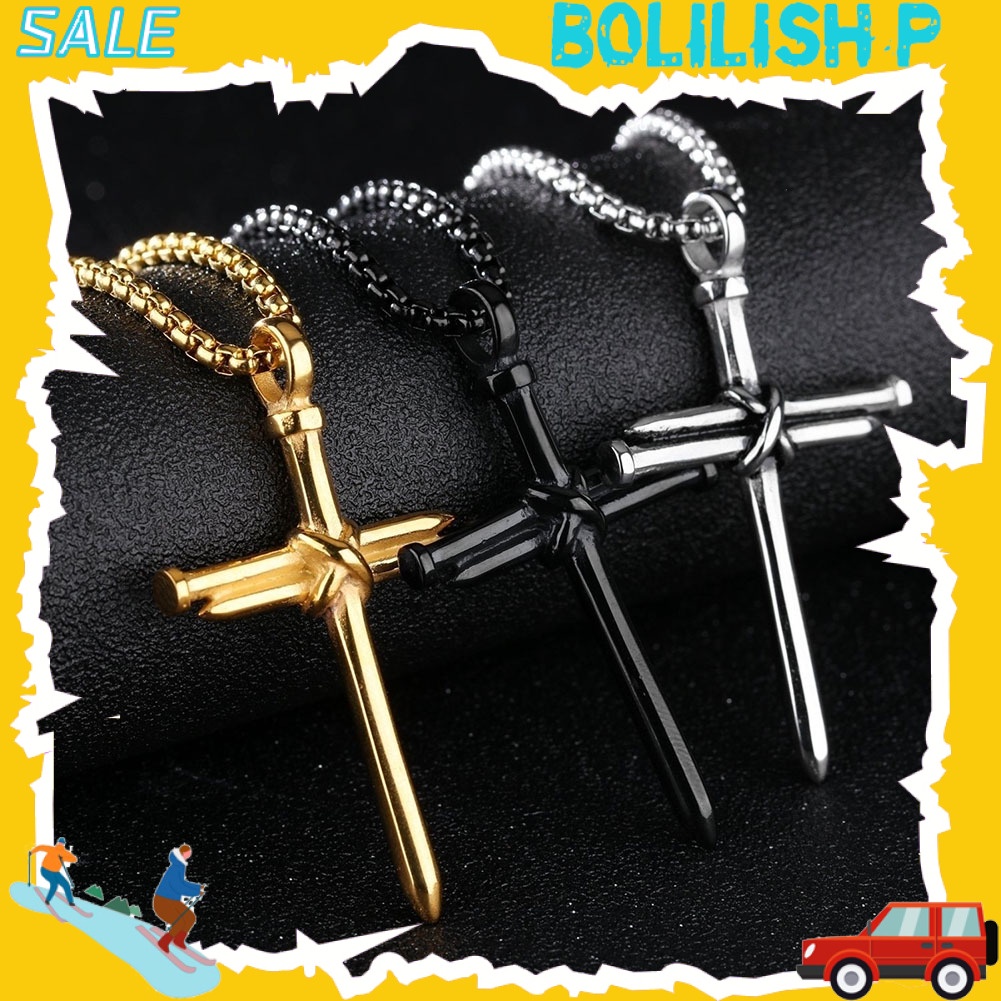 [Jianxin] Fashion Man Women Titanium Steel Cross Pendant Long Chain Necklace Jewelry Gift