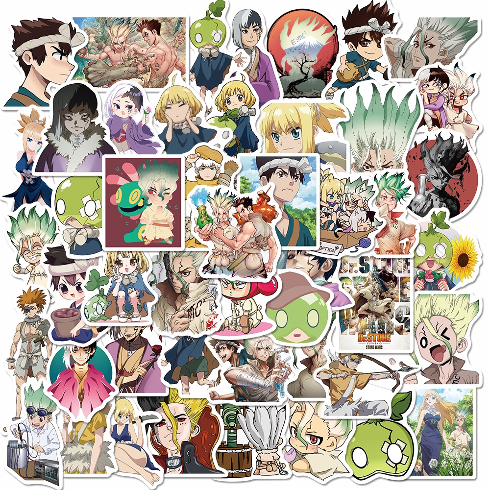 50 Pcs Stiker Motif Kartun Anime Dr. Stone War Tahan Air Untuk Dekorasi Notebook