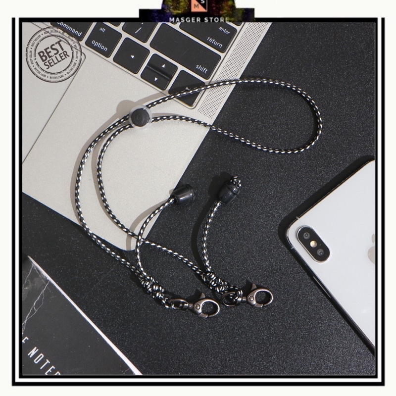 Kalung Strap Masker Tali Masker Kalung Mask Chain-Rope Black Premium