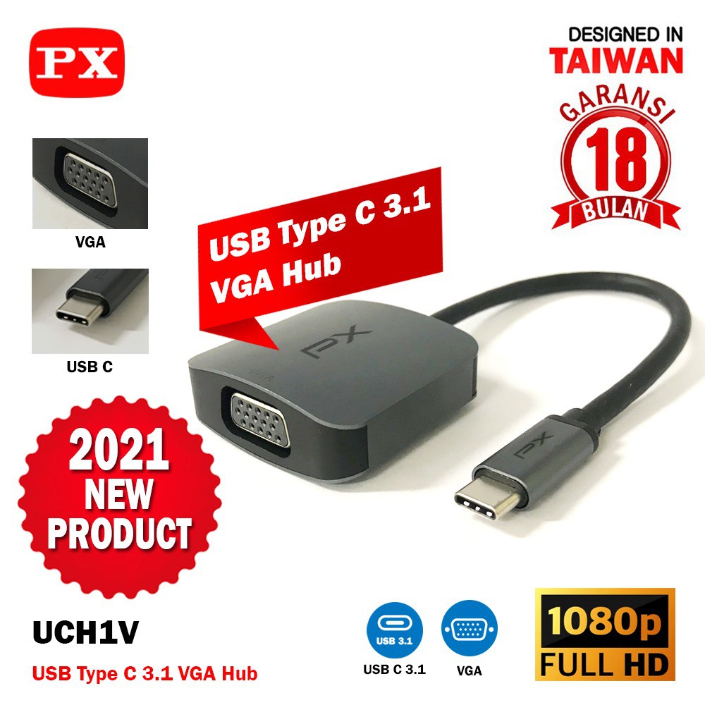 Konverter Usb Type-c to vga PX 1080p full hd uch1v Uch-1v