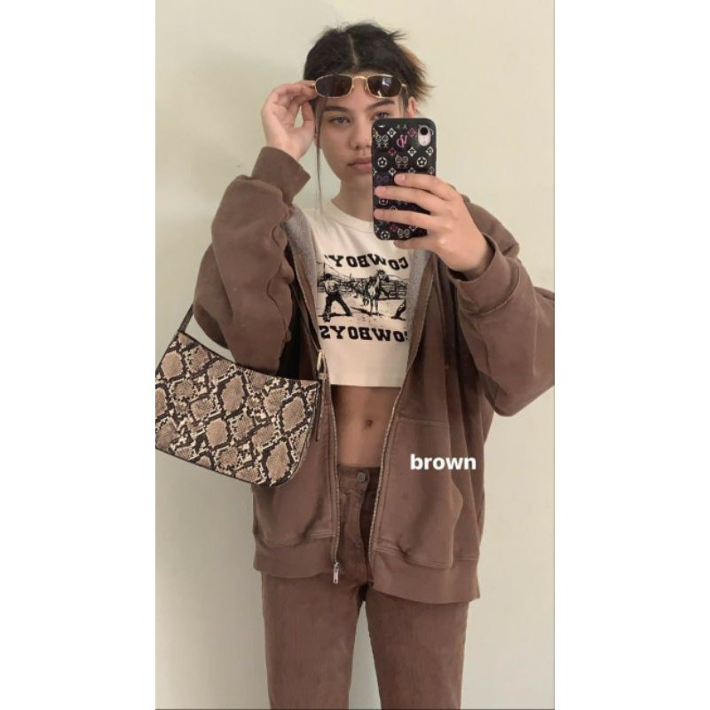 CARLA HOODIE DUPE BRANDY MELVILLE / JAKET ZIPPER OVERSIZED KOREAN