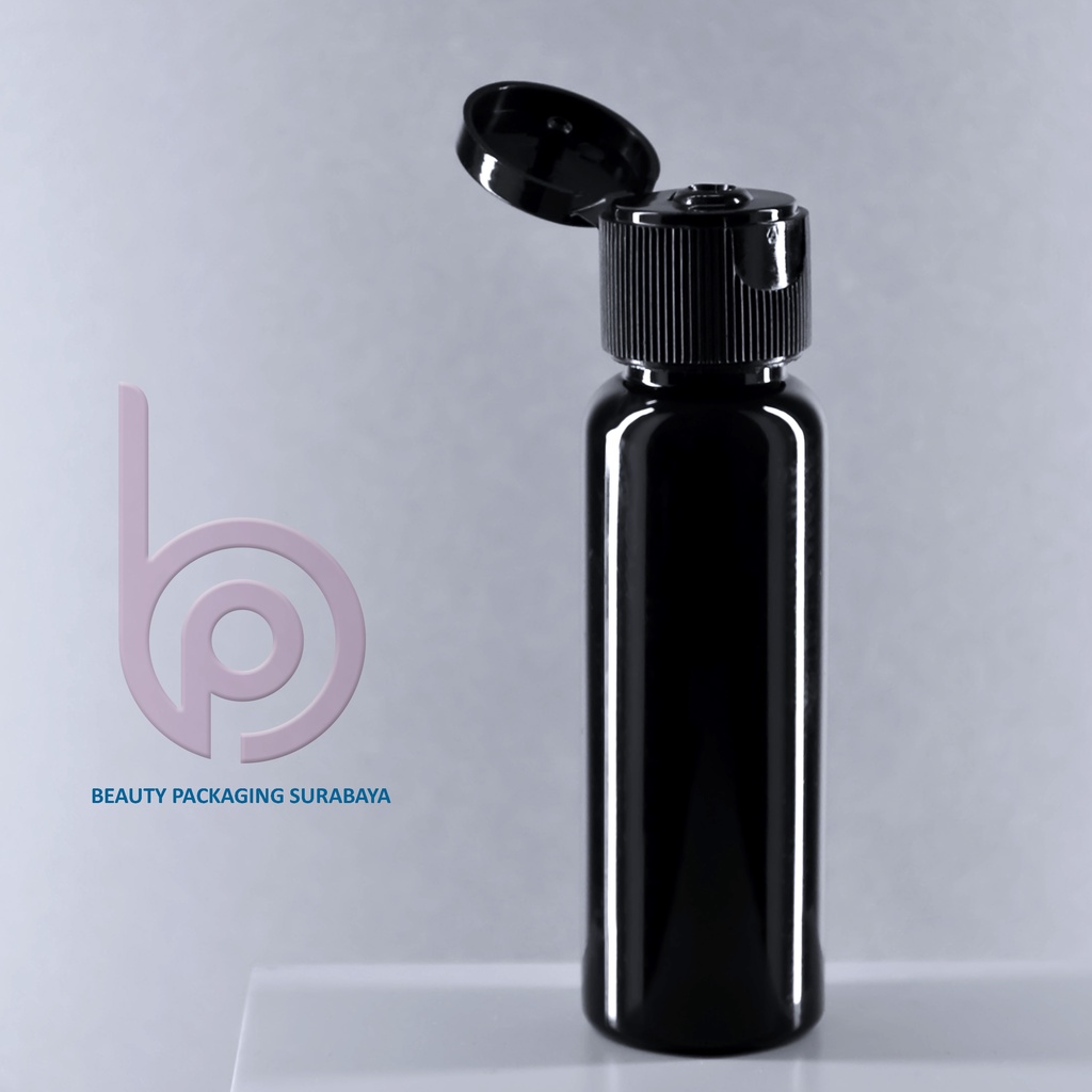 Botol Plastik PET 27ml BR Hitam Tutup Fliptop
