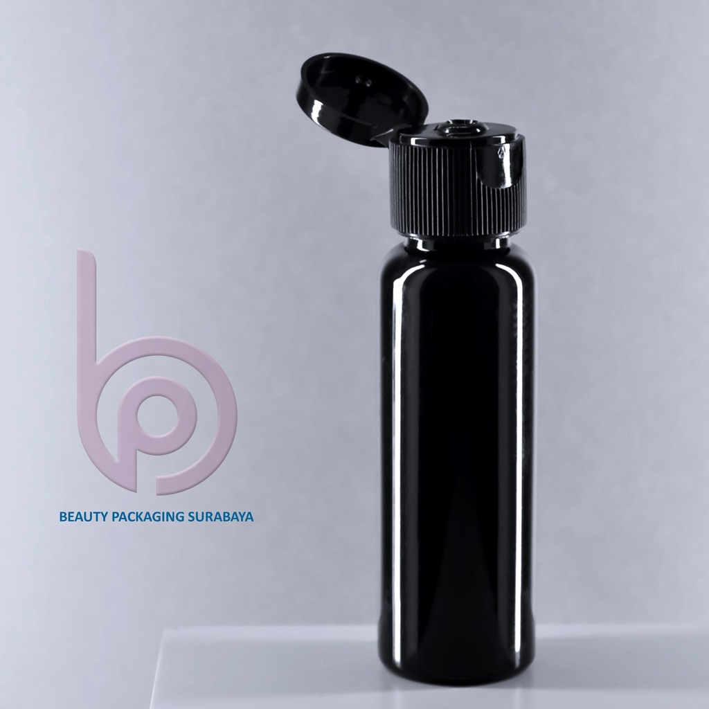 Botol Plastik PET 27ml BR Hitam Tutup Fliptop