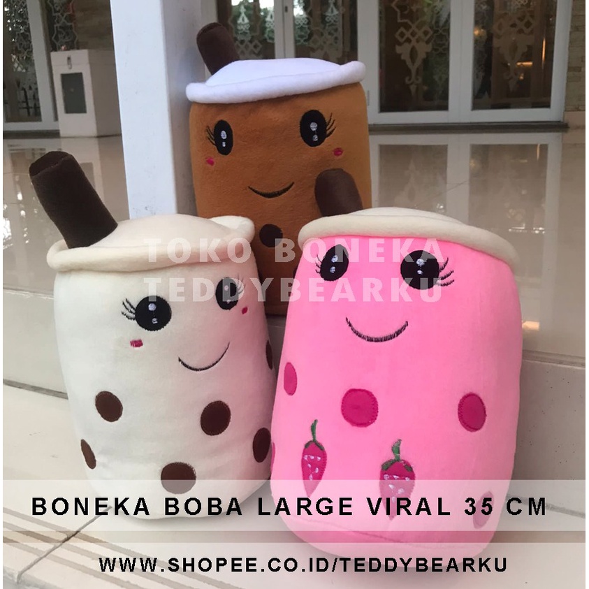 BONEKA BOBA BANTAL BOBA TEH CANGKIR MILK TEA L 35 CM