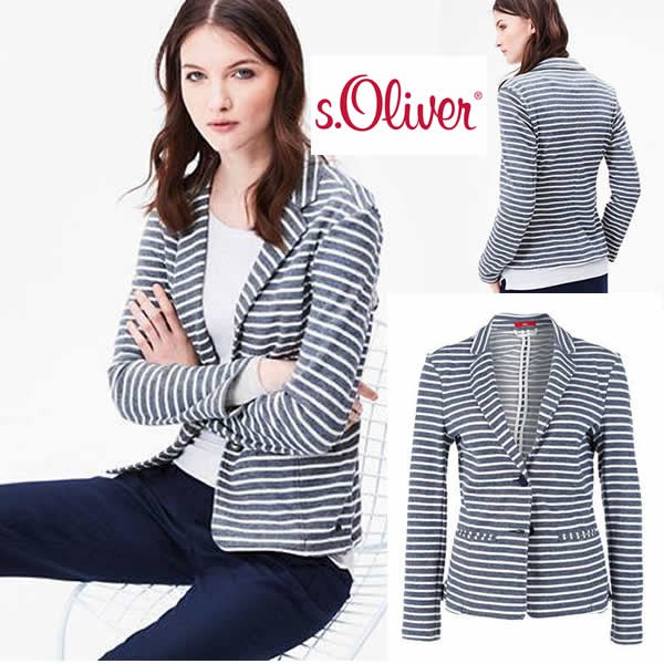 S.OLIVER  CASUAL BLAZER STRIPED Navy untuk cewe wanita kantoran// sisa ekspor