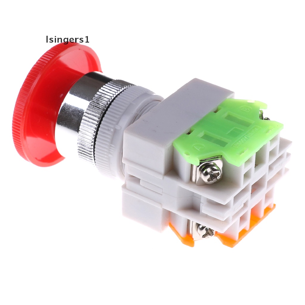 (lsingers1) Tombol Tekan DPST 1NO 1NC AC 660V 10A Bentuk Jamur Warna Merah