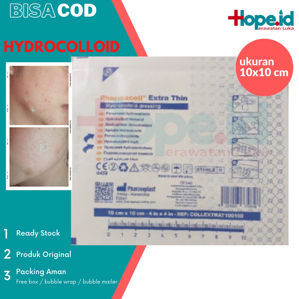 Hydrocolloid Extra Thin Acne Pimple Patch 10 cm x 10 cm | Exelcare | Pharmacoll | Duoderm | Innomed | Focallure | Nourish