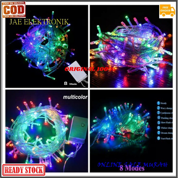 G512  LAMPU NATAL LED 10 METER ORIGINAL G512 DISCO LIGHT WARNA WARNI LAMP HIAS DEKORASI KELAP KELIP -Lampu natal LED panjang 10 meter 7 warna - Kabel Transparan - Kerlap Kerlip - Biasa digunakan untuk dekorasi Pohon Natal / Christmas - Cocok untuk dekoras