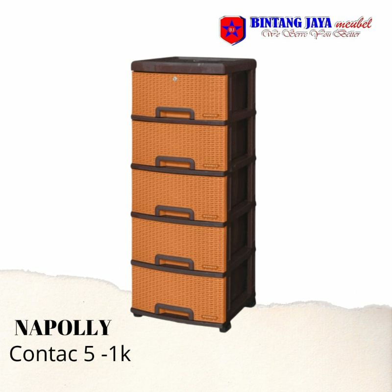 Lemari Excel Napolly Contac/Conra Lemari Plastik Laci 4 , 5 Susun Serbaguna Kunci