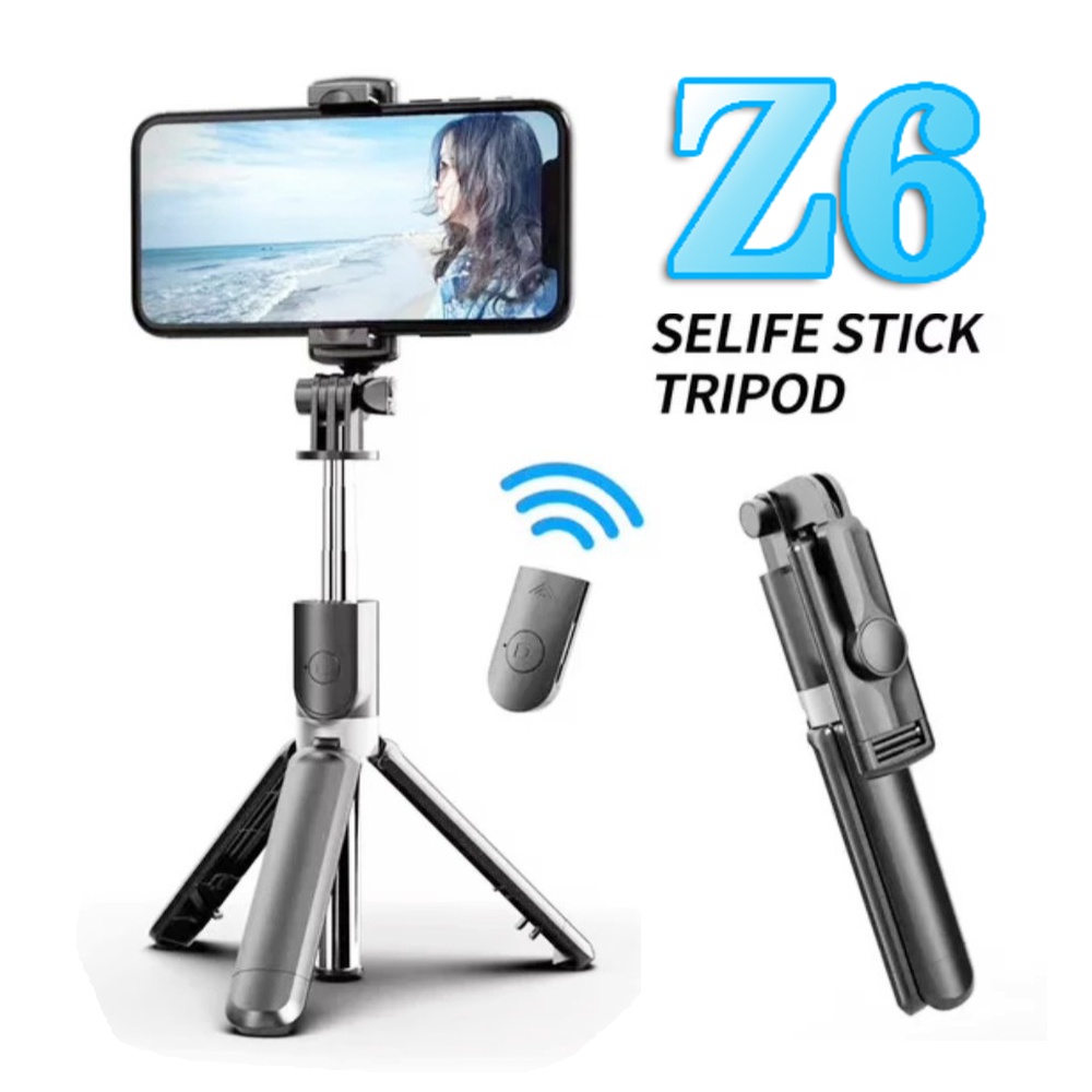 (COD) Tripod Z6 3IN1 Tongsis Bluetooth Magic + Tripod Selfie stick dudukan GoPro S03 Bisa Untuk semua tipe hp ios &amp; android lengkap dengan remot dan lampu praktis