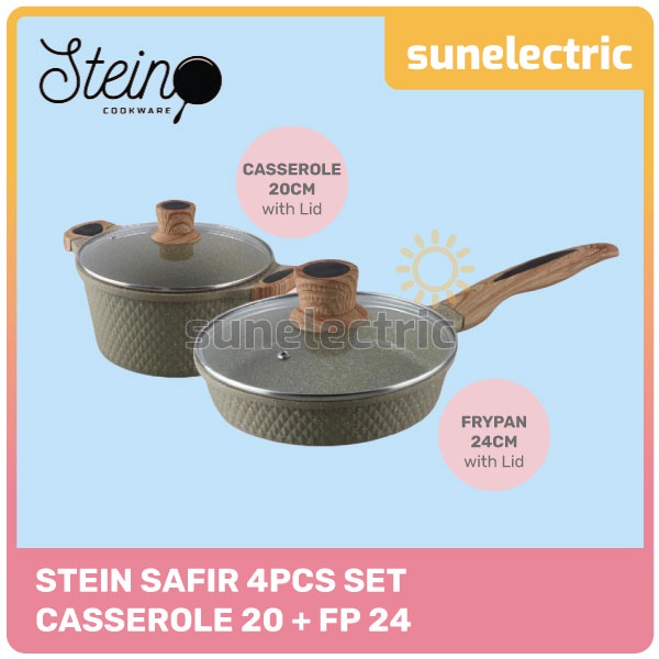 STEIN Cookware SAFIR 4 PCS SET Greblon / Panci Set Penggorengan / Wajan Wok Anti Lengket - Casserole