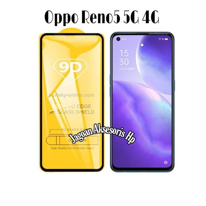 KOREAN Tempered Glass Oppo Reno5 5G 4G 6.43 inchi FULL SCREEN TG 5D 9D 21D FULL GLUE