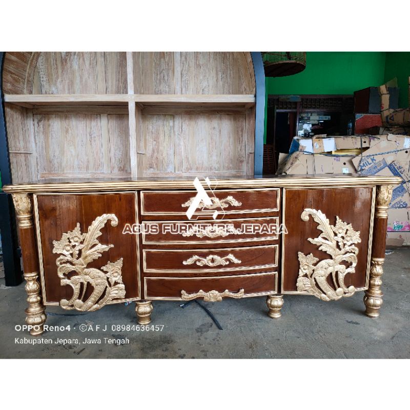 BUFET BOMBAY 200CM JATI (meja tv jati bufet kian santang jati terbaik)