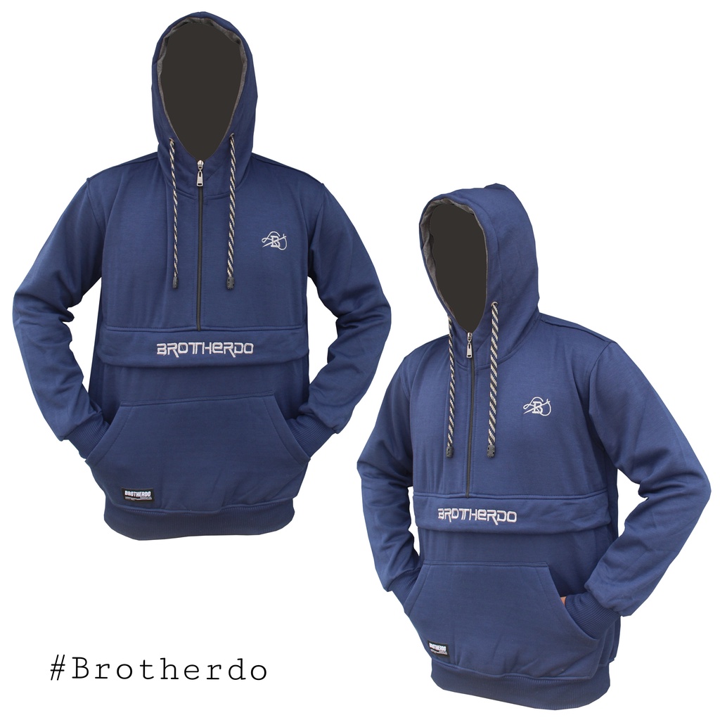 BROTHERDO Jaket Pria Cagoule switer Zipper Fleece  polos - Unisex