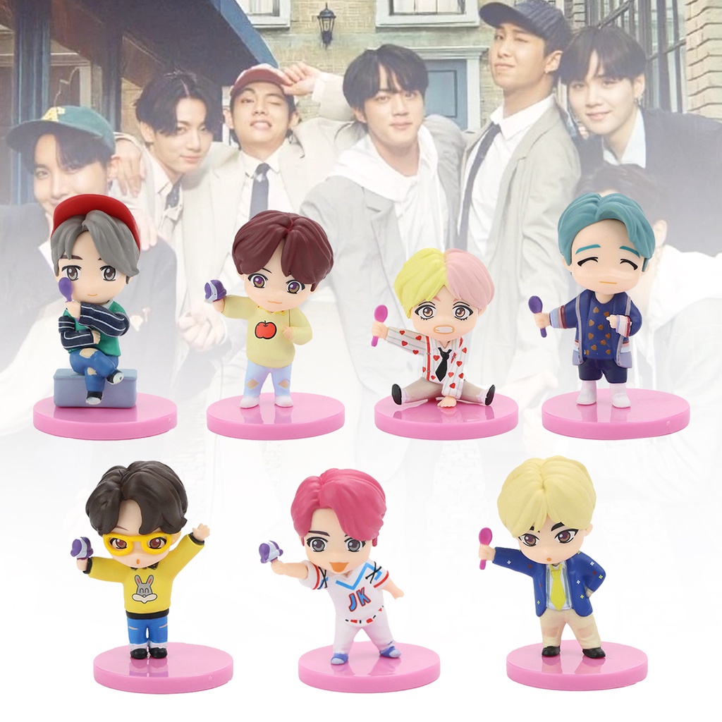 Mainan Boneka Mini Figure Karakter KPOP BTS Bangtan Boys Untuk Hadiah Ulang Tahun