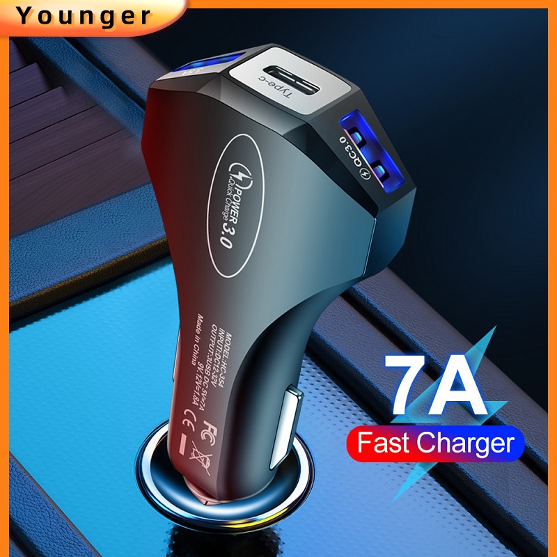 7a Charger Mobil Usb Type c PD Fast Charger Quick Charge 3.0 Untuk ios Android Tipe c Car Adoptor Charger Moible Phone Adaptor Charger