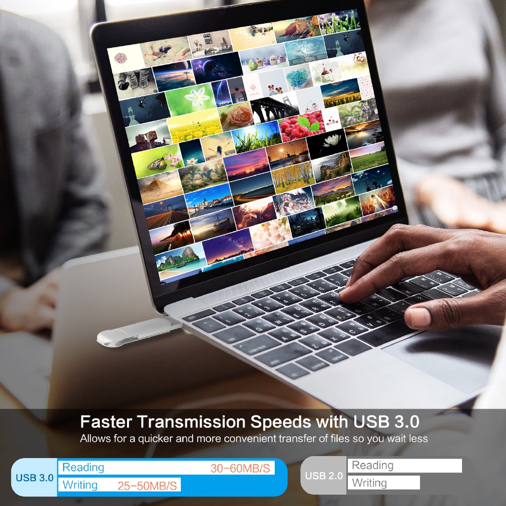 3in1 USB Flash Drive 512GB Metal Anti Air untuk iOS / PC Android