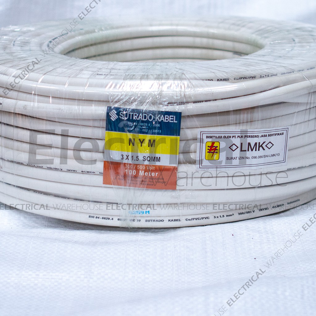 Kabel Listrik NYM 3x1.5mm2 SUTRADO 100 Meter ( 3x1.5mm 3x1.5 3 x 1.5mm 3x1.5 3x1,5 100M )