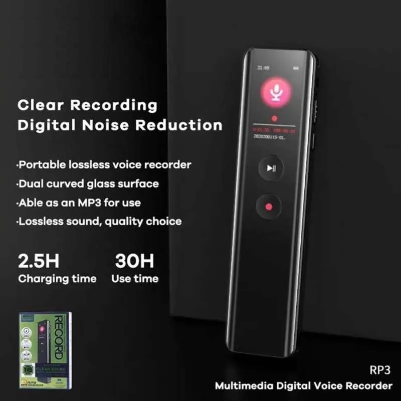 REMAX RP3 - Multimedia Digital Voice Recorder - 16GB Built-in Memory - Perekam Suara Dengan Memori Internal 16GB Tahan 30 Jam