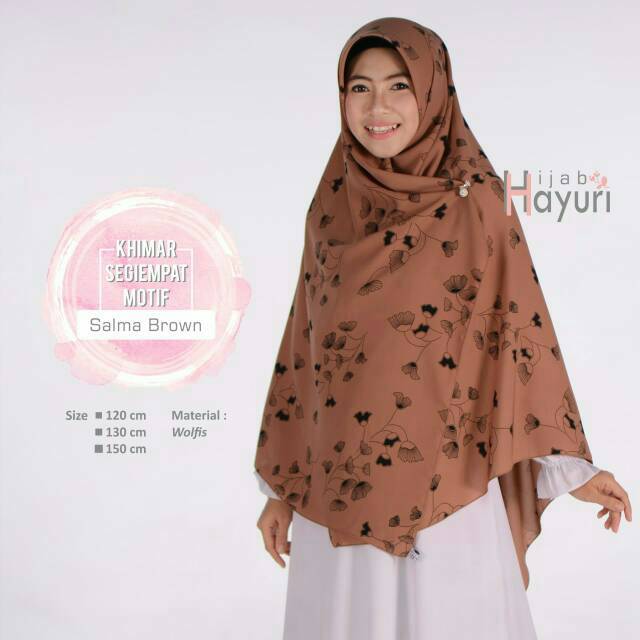 Jilbab Khimar Segiempat Motif Hayuri
