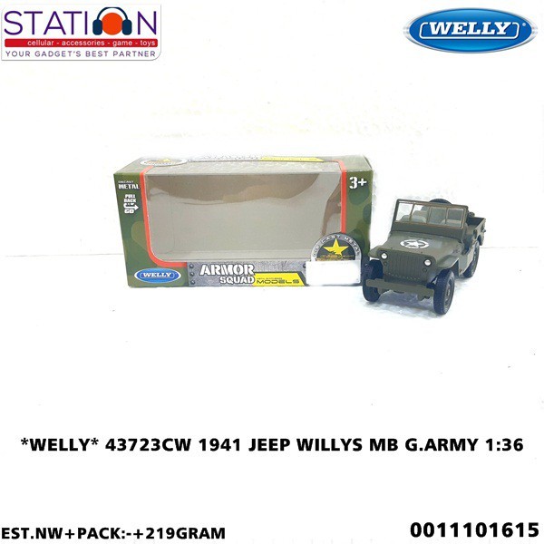 WELLY 43723CW 1941 JEEP WILLYS MB GREEN ARMY 1-36