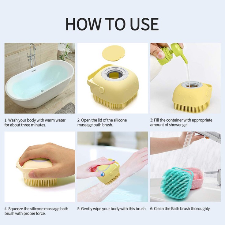 MARKAS88 Sikat Mandi Silikon Shower Brush Silicone Dispenser Peralatan Mandi Silikon Tempat Sabun