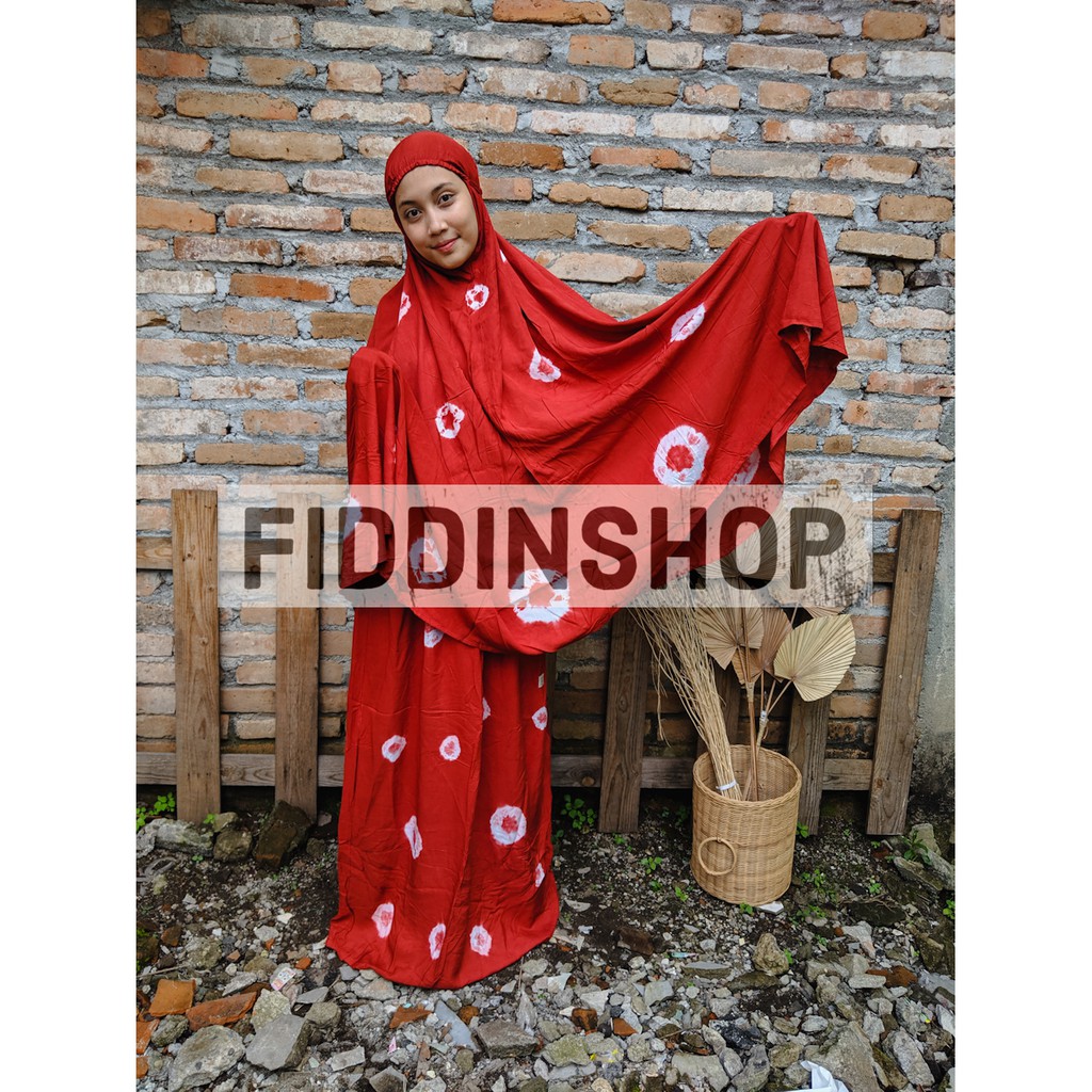 Mukenah Tie dye Shibori Rayon Premium  | Rukuh Atas Bawah Set Mukena Dewasa Jumputan