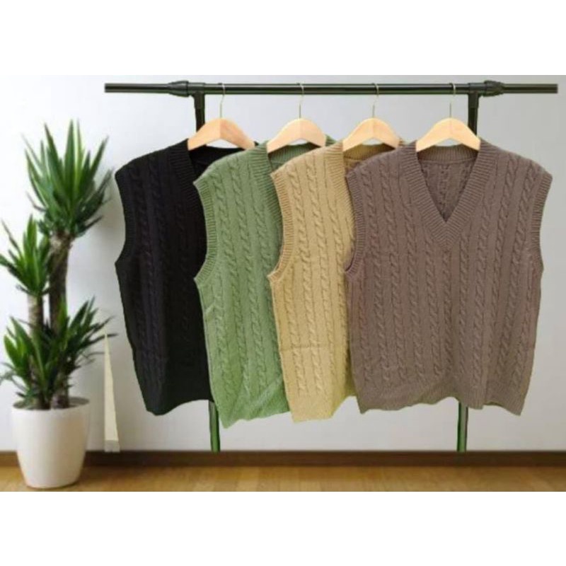 v neck vest rajut oversize rompi rajut wanita v neck oversize