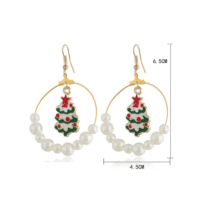 LRC Anting Gantung Fashion Color Snowman Elk Earrings D22061