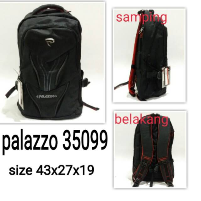 Tas ransel palazzo 35099 tas backpack sekolah blackred