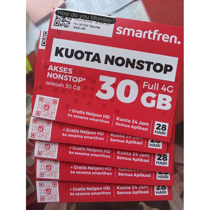 Kuota Nonstop 30GB full 24jam + Unlimited Smartfren Kartu Paketan Perdana