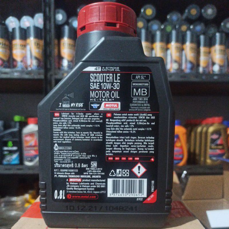 OLI MOTUL 4T SCOOTER LE 10W-30 0,8L API SL JASO MB OLI MATIC ORIGINAL MOTUL