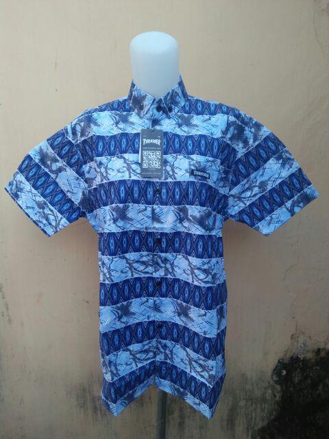 Kemeja Batik Pria Pendek Katun