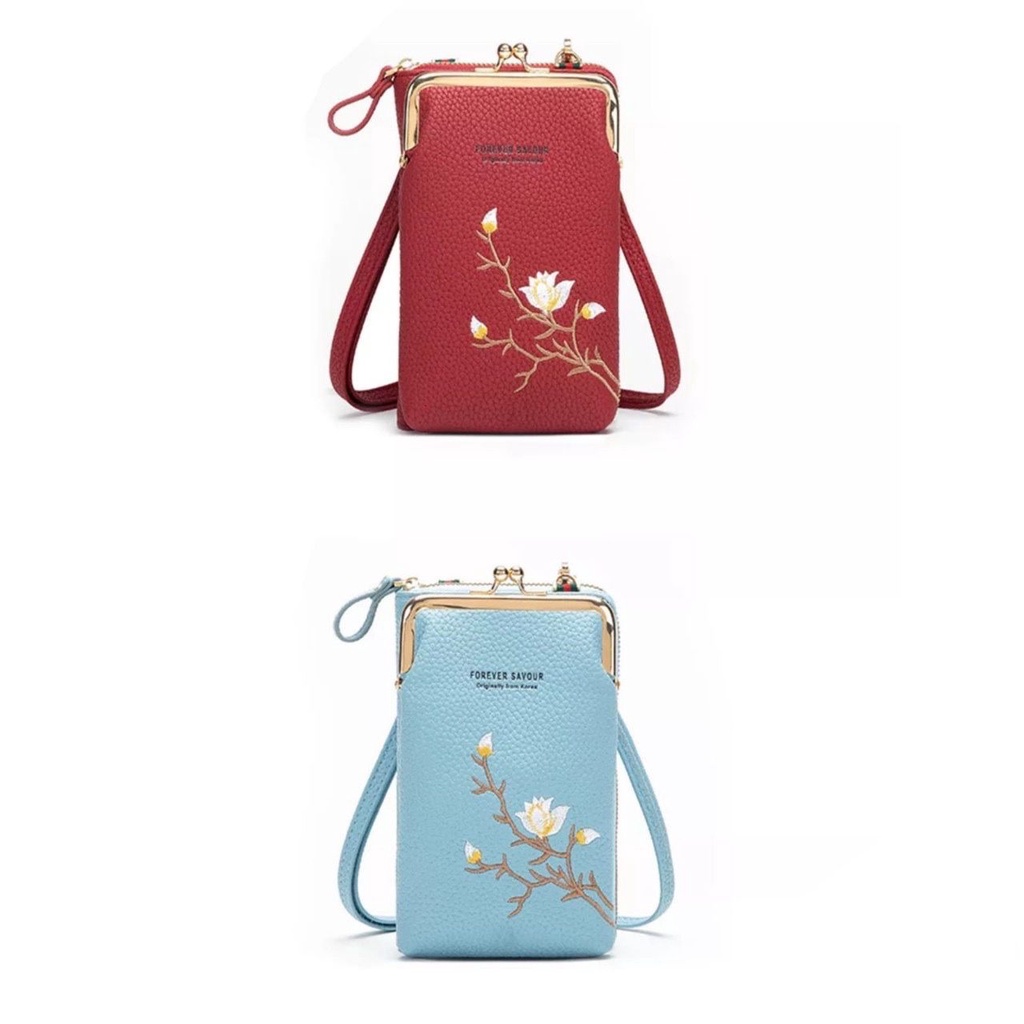 Tas Selempang HP Premium Bunga Bordir Mewah Embroidery Meychan Sakura