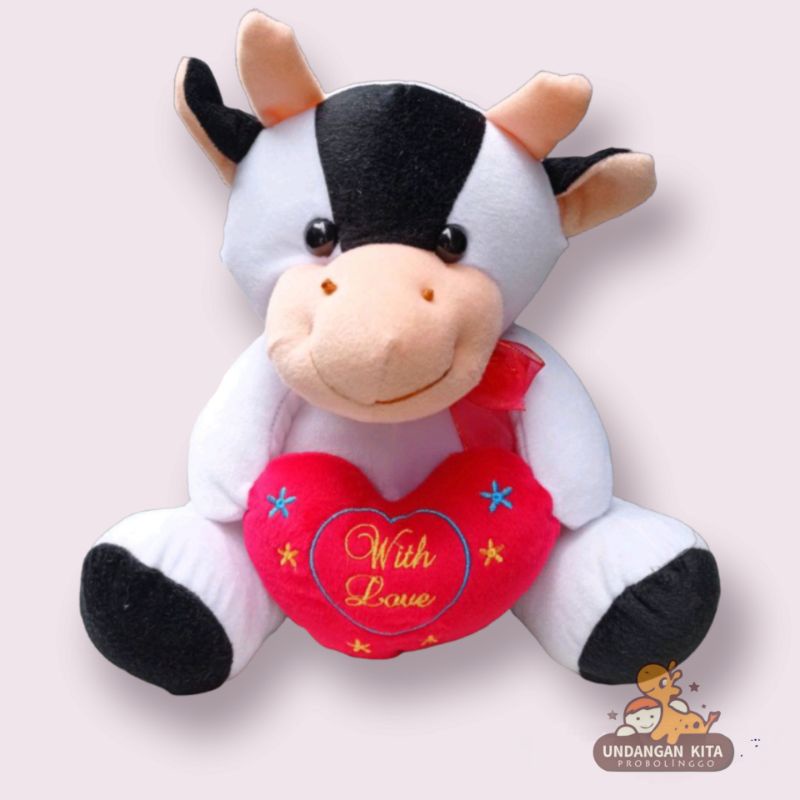 Boneka Sapi Love lucu sapi gemoy miniso